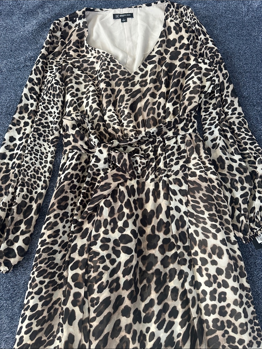 INC International Concepts Leopard Print Maxi Dress in Cream and Brown